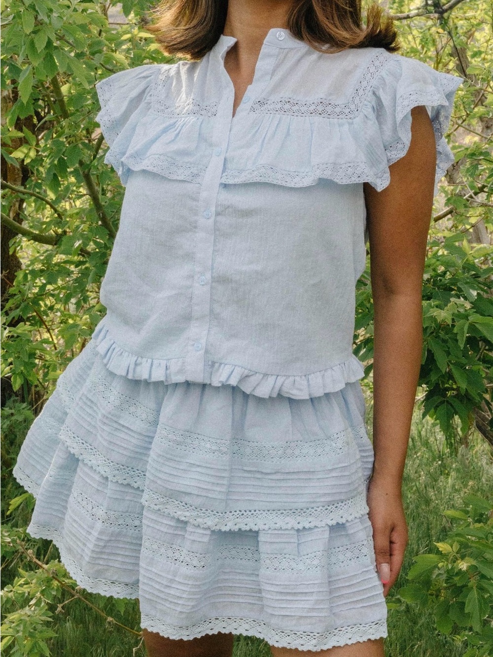 Day + Moon Ruffle Lace Mini Skirt Set - Picture 2 of 12